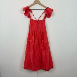 Pilcro Red Cotton Button Front Sundress, XSP